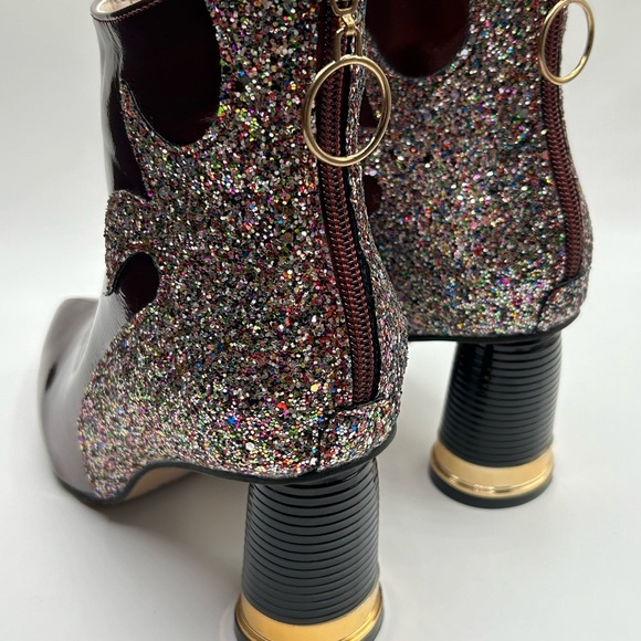 Women’s Wine Multicolored Glitter Embellished Ankle Boots Size 9 1/2 NWOT - Picture 10 of 13